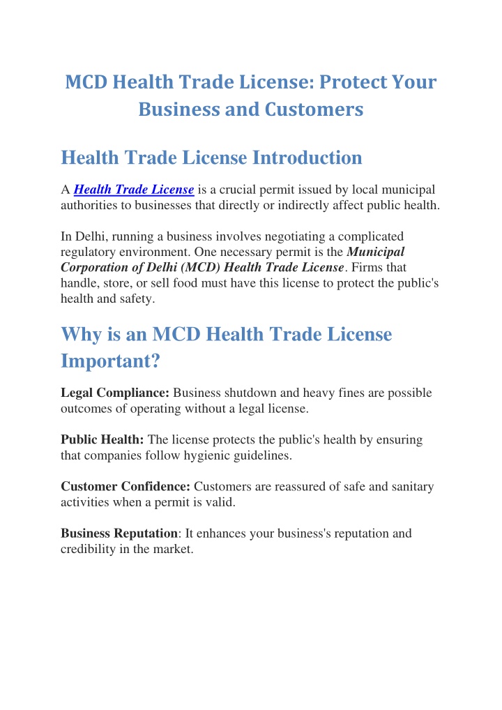 mcd health trade license protect your business