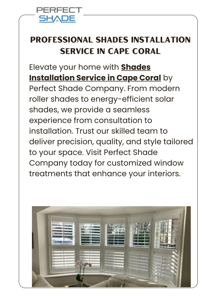 professional shades installation service in cape