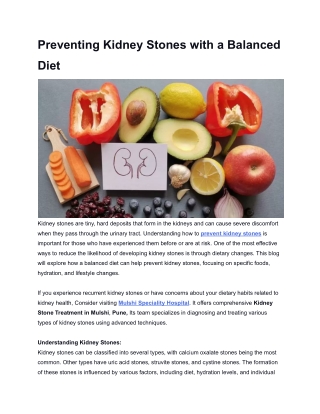 preventing kidney stones with a balanced