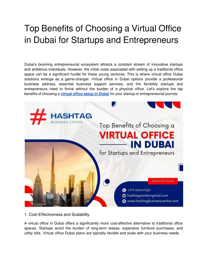 top benefits of choosing a virtual office in dubai for startups and entrepreneurs