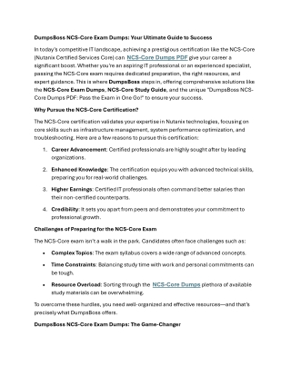 dumpsboss ncs core exam dumps your ultimate guide