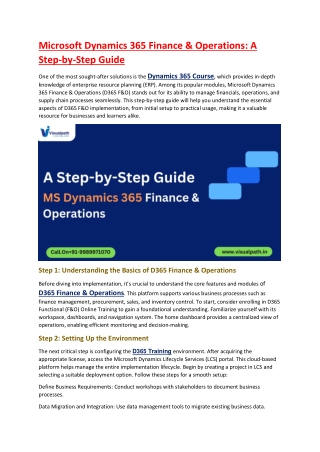 Dynamics 365 Finance And Operations Training | D365 Training