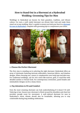 How to Stand Out in a Sherwani at a Hyderabad Wedding_ Grooming Tips for Men