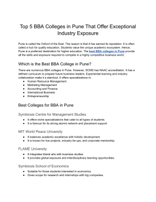 SCMS Pune- Top 5 BBA Colleges in Pune That Offer Exceptional Industry Exposure