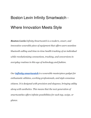 Boston Levin Infinity Smartwatch - Where Innovation Meets Style