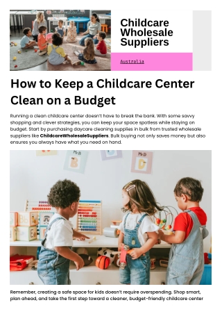 How to Keep a Childcare Center Clean on a Budget?