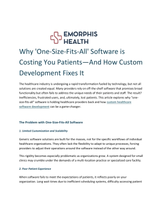 Why 'One-Size-Fits-All' Software is Costing You Patients—And How Custom Development Fixes It