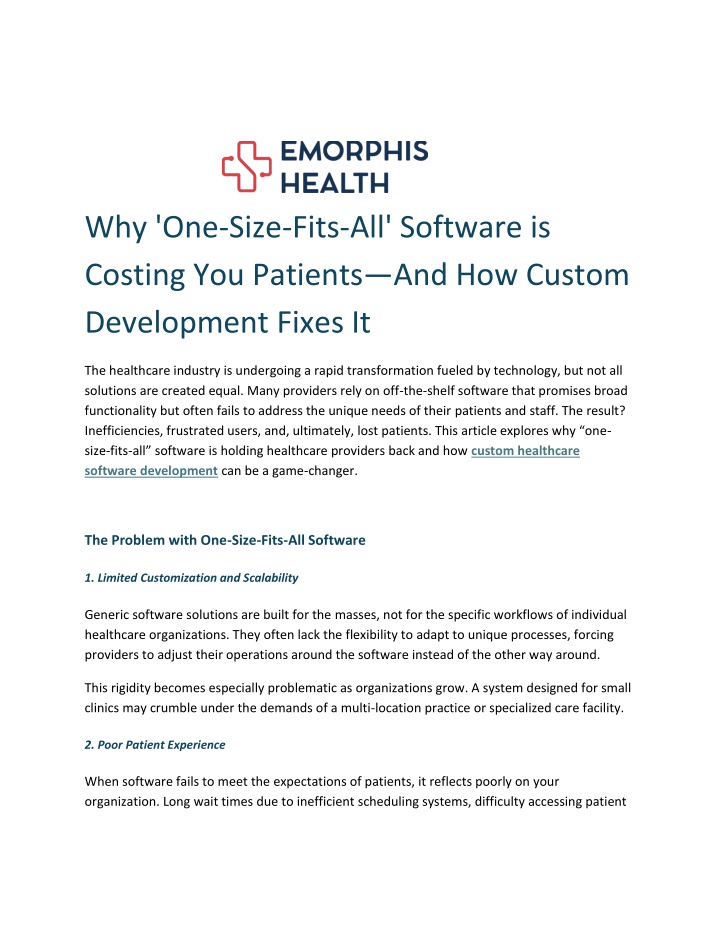 why one size fits all software is costing