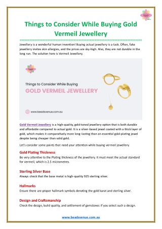 Things to Consider While Buying Gold Vermeil Jewellery