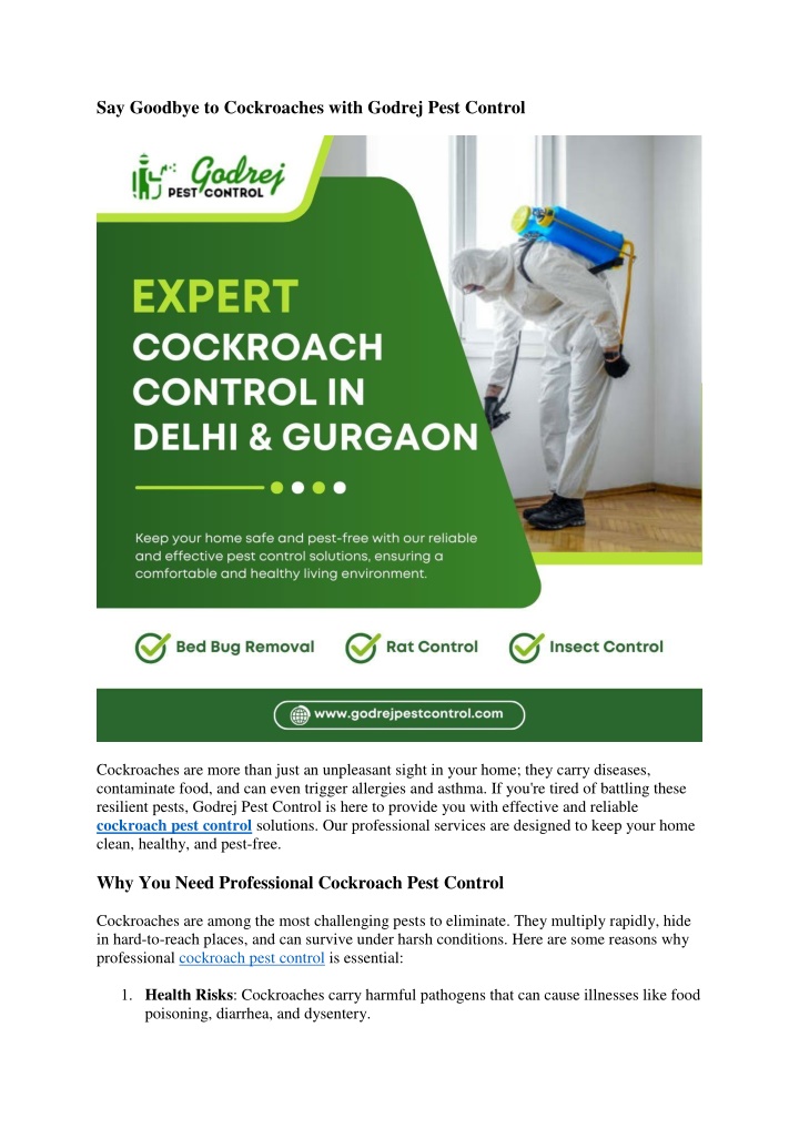 say goodbye to cockroaches with godrej pest