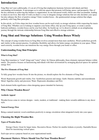 “Feng Shui and Storage Solutions: Using Wooden Boxes Wisely”