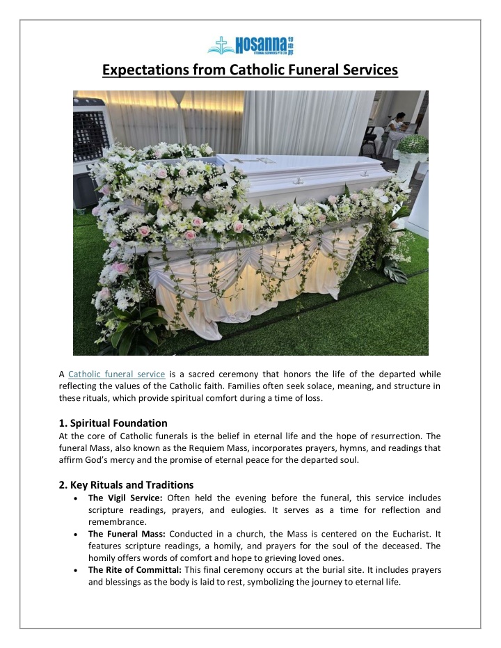 expectations from catholic funeral services