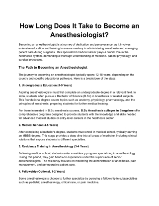 How Long Does It Take to Become an Anesthesiologist