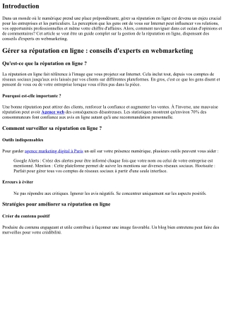 Gérer sa réputation en ligne : conseils d'experts en webmarketing