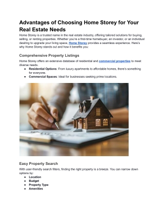 Advantages of Choosing Home Storey for Your Real Estate Needs