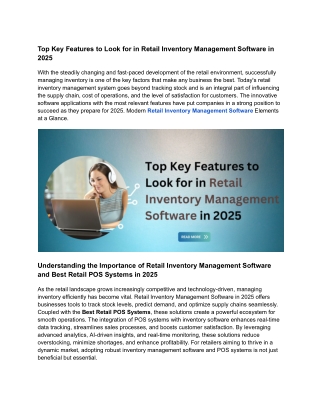 Top Key Features to Look for in Retail Inventory Management Software in 2025