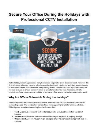 Secure Your Office During the Holidays with Professional CCTV Installation