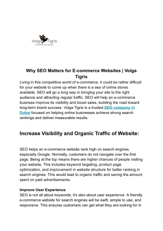why seo matters for e commerce websites volga