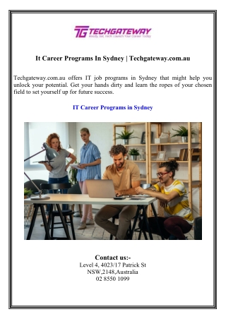 it career programs in sydney techgateway com au