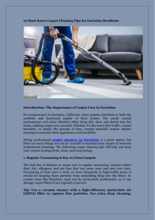 10 Must-Know Carpet Cleaning Tips for Encinitas Residents