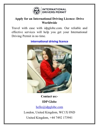 Apply for an International Driving Licence Drive Worldwide