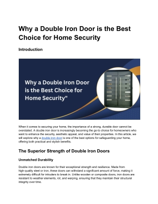 Why a Double Iron Door is the Best Choice for Home Security