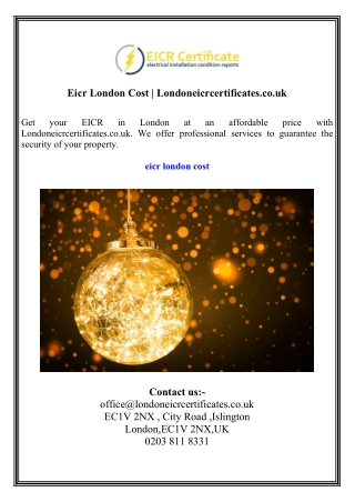 Eicr London Cost  Londoneicrcertificates.co.uk