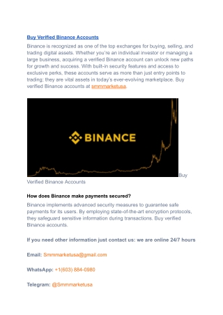 Popular 3 Sites To Buy Verified Binance Accounts In {2024&2025}
