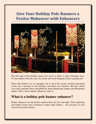 Give Your Holiday Pole Banners a Festive Makeover with Enhancers