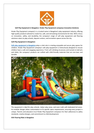 Soft Play Equipment in Bangalore  Kinder Play Equipment companys Innovative Solutions