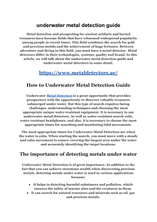 underwater metal detection guide
