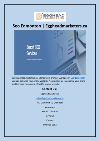 Seo Edmonton  Eggheadmarketers.ca