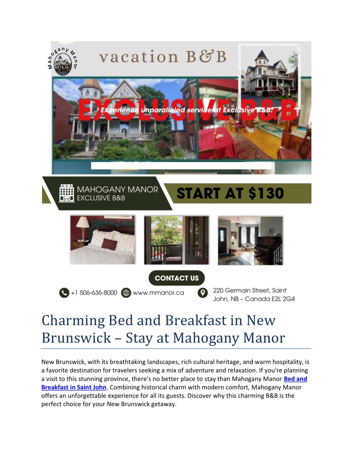 charming bed and breakfast in new brunswick stay