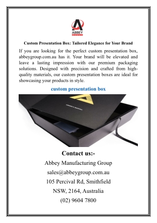Custom Presentation Box Tailored Elegance for Your Brand