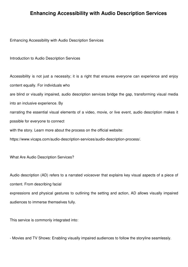 enhancing accessibility with audio description
