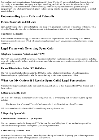 “What Are My Options if I Receive Spam Calls? Legal Perspectives”