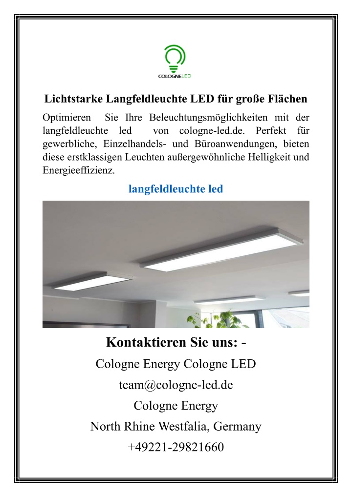 lichtstarke langfeldleuchte led f r gro e fl chen