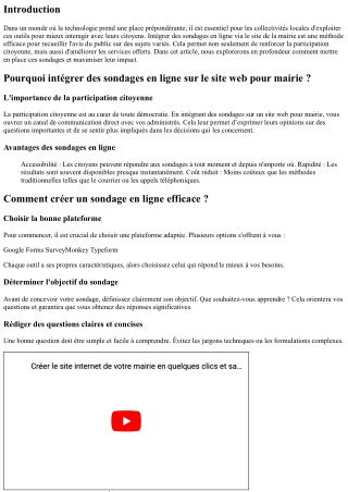 “Intégrer des sondages en ligne via le site de la mairie : comment faire ?”