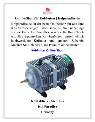 Online-Shop für Koi-Futter  Koiparadise.de