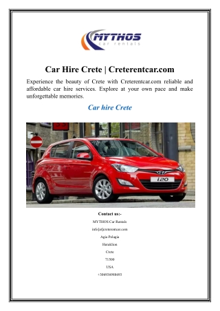 Car Hire Crete  Creterentcar.com