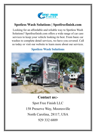 Spotless Wash Solutions Spotfreefinish