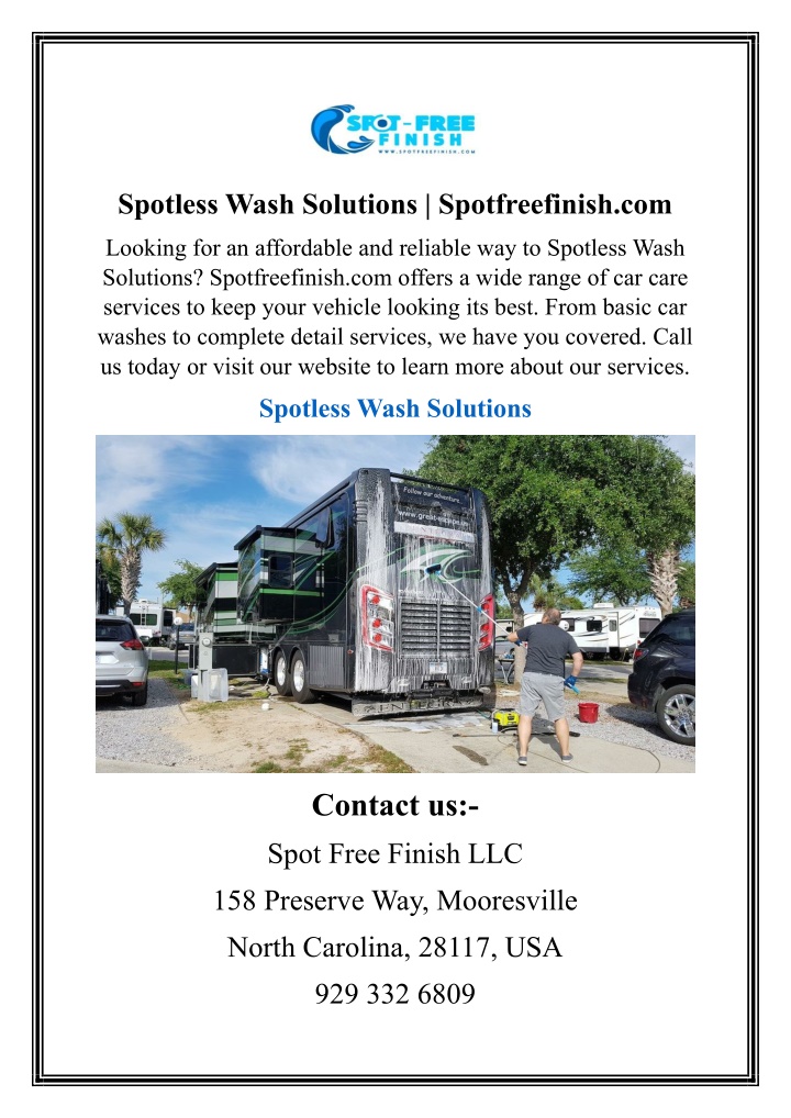 spotless wash solutions spotfreefinish com