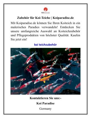 Zubehör für Koi-Teiche  Koiparadise.de