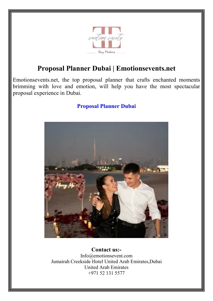 proposal planner dubai emotionsevents net