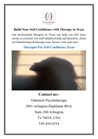 Build Your Self-Confidence with Therapy in Texas