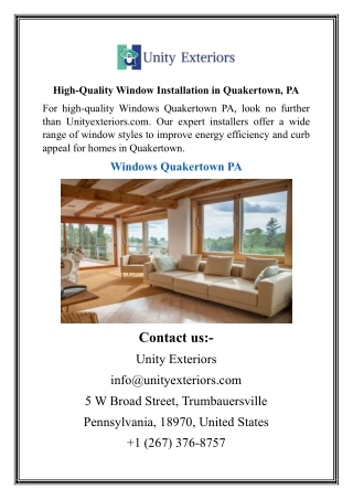 high quality window installation in quakertown pa