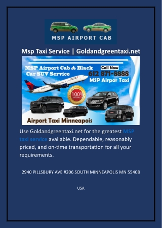 msp taxi service goldandgreentaxi net