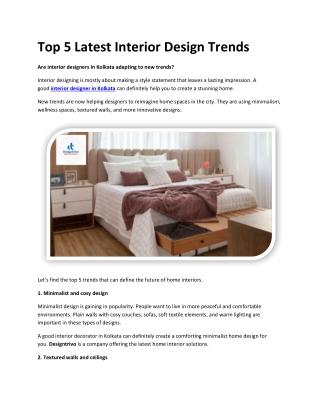 Top 5 Latest Interior Design Trends