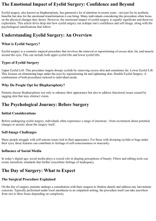 the emotional impact of eyelid surgery confidence