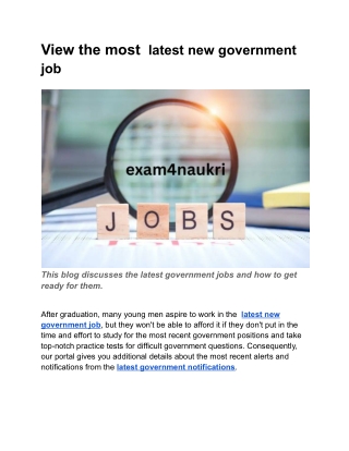 View the most  latest new government job (1)